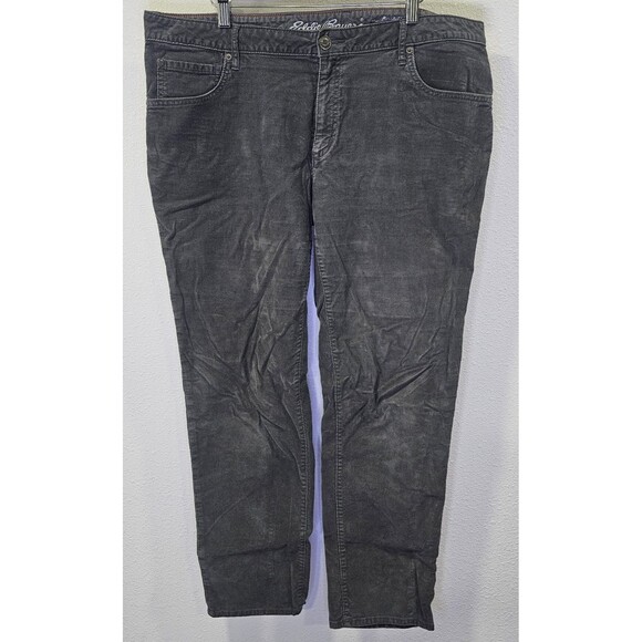 Eddie Bauer Size 16 Women’s Gray Corduroy Boyfriend Slim Fit Pants - Picture 1 of 10